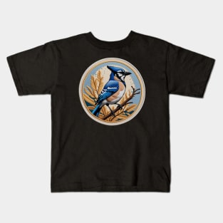 Blue Jay Embroidered Patch Kids T-Shirt